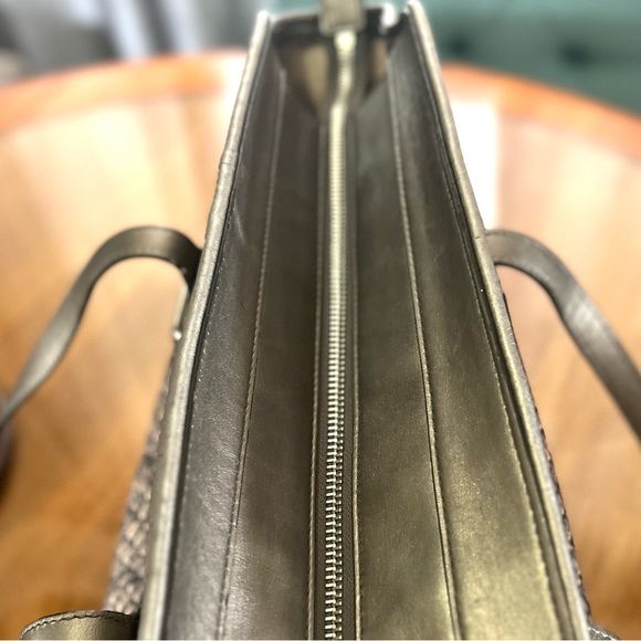 Coach Taylor Snake Print Fabric Alexis Carryall Satchel Gunmetal Good Condition - Picture 8 of 16